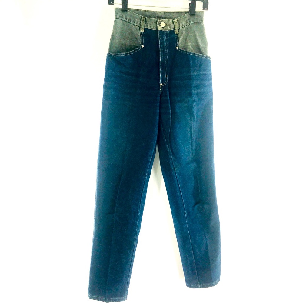 VTG Zena Color-block High Waist Tapered Jeans